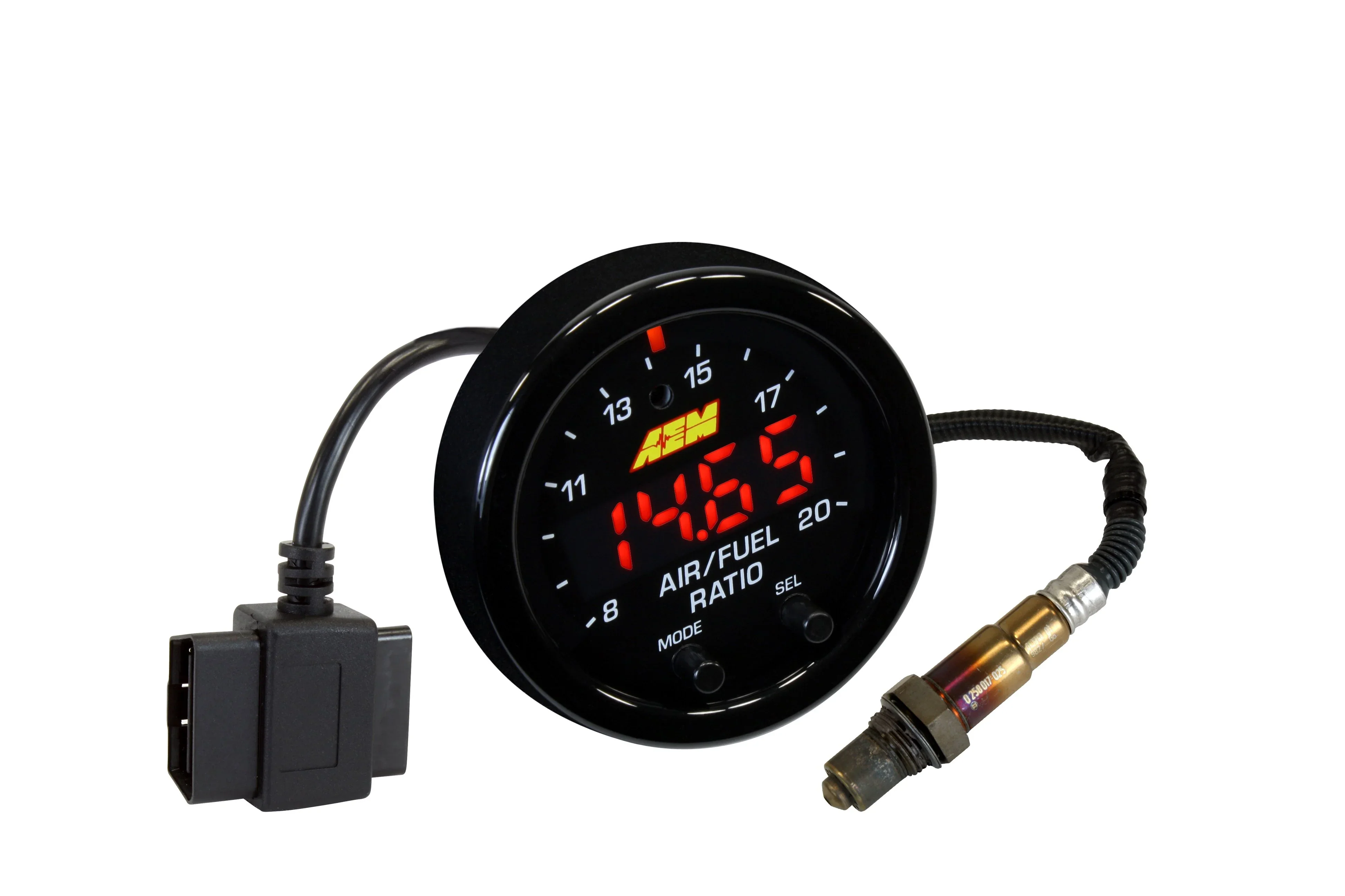 AEM 30-0334 Air-Fuel Ratio Gauge, UEGO, Wideband, 8.0:1-20.01:1 AFR, Electric, Digital, 2-1/16 in Diameter, Black / White Face, Each - Image 3