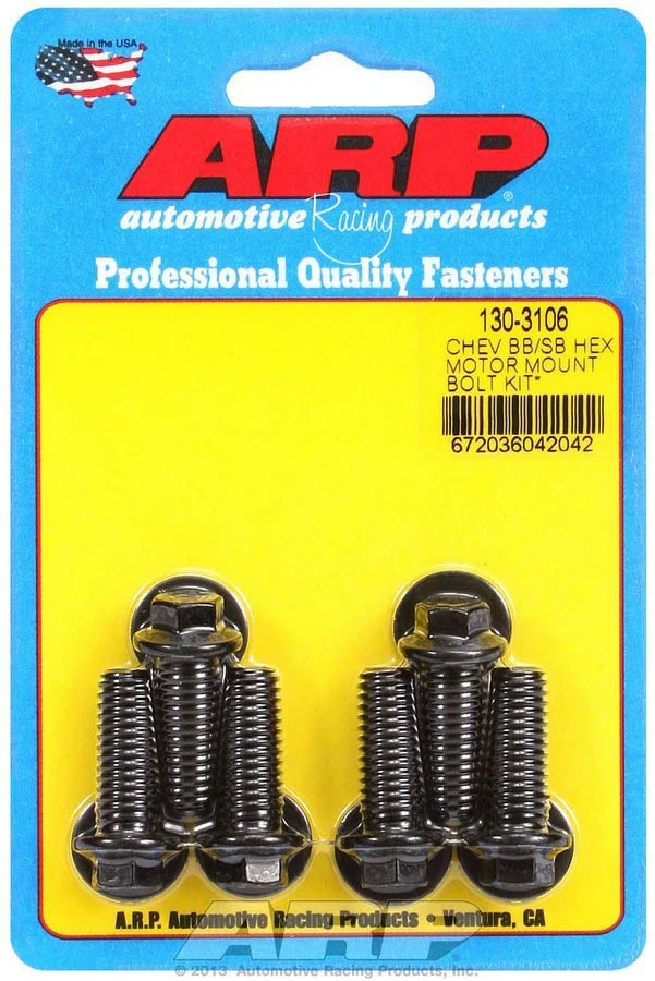ARP 130-3106 Motor Mount Bolt Kit Chevy V8 & V6 Hex Head