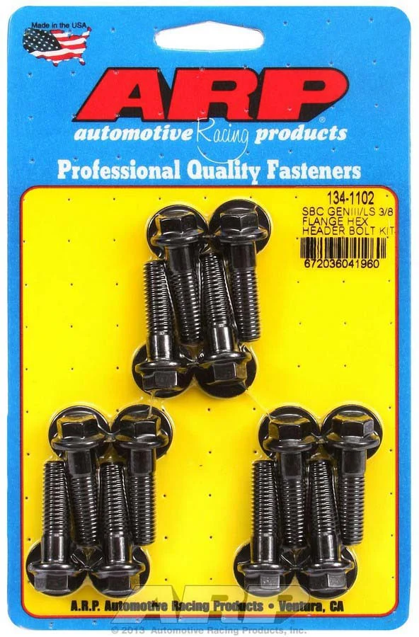 ARP 134-1102 SBC LS Header Bolt Kit Hex Black Oxide