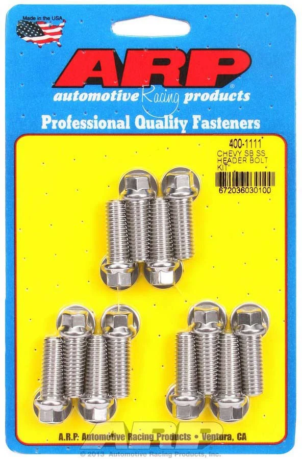 ARP 400-1111 SBC Header Bolt Kit Hex Stainless
