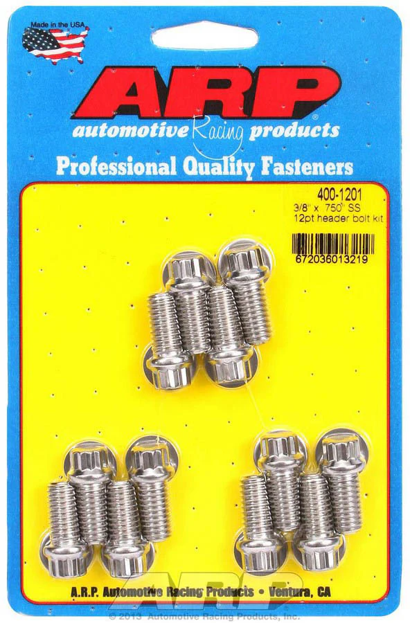 ARP 400-1201 SBC Header Bolt Kit 12pt Stainless