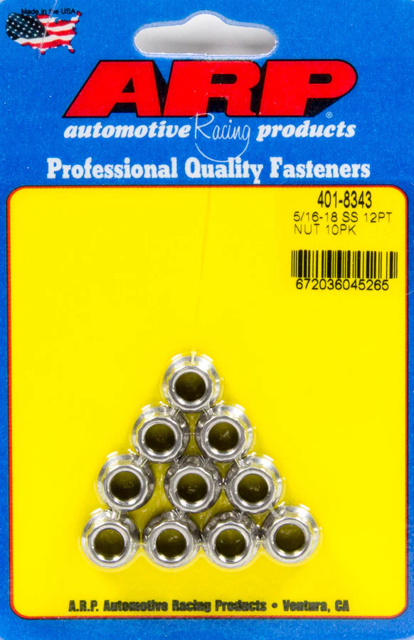 ARP 401-8343 S/S 12pt. Nut - 5/16-18 10pk