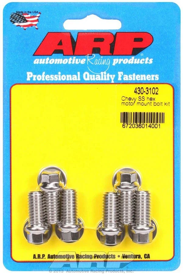 ARP 430-3102 Motor Mount Bolt Kit Chevy V8 & V6 Hex Head