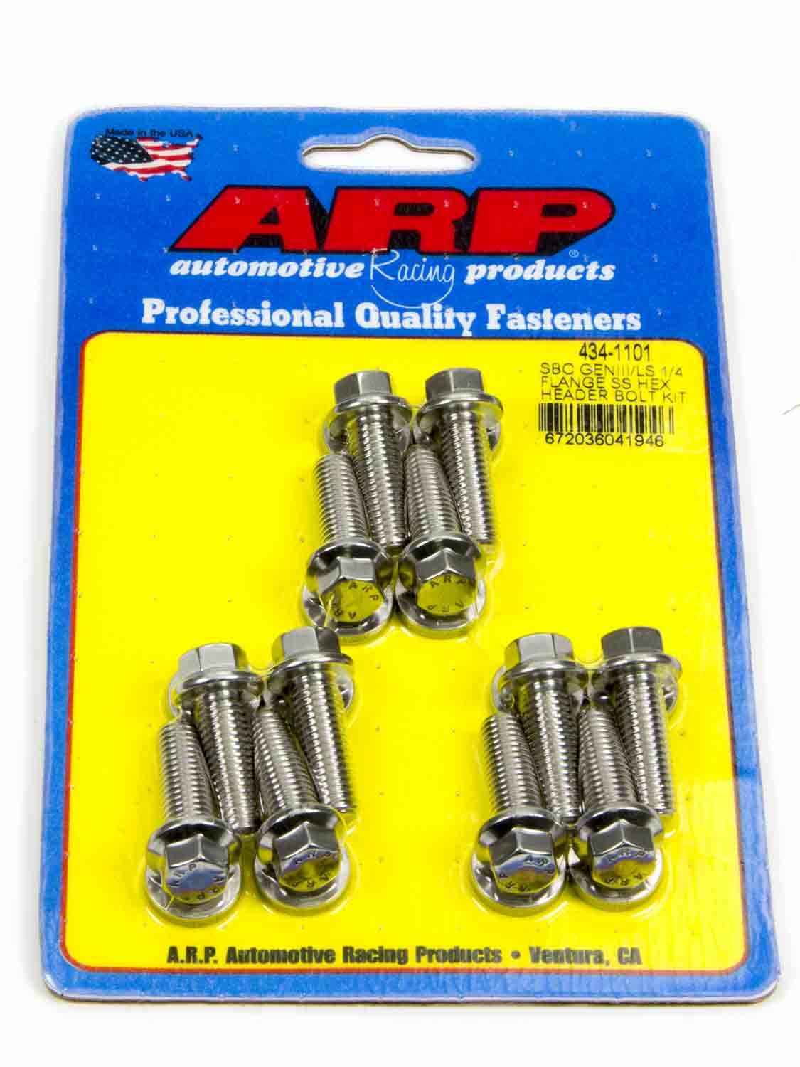 ARP 434-1101 SBC LS Header Bolt Kit Hex Stainless