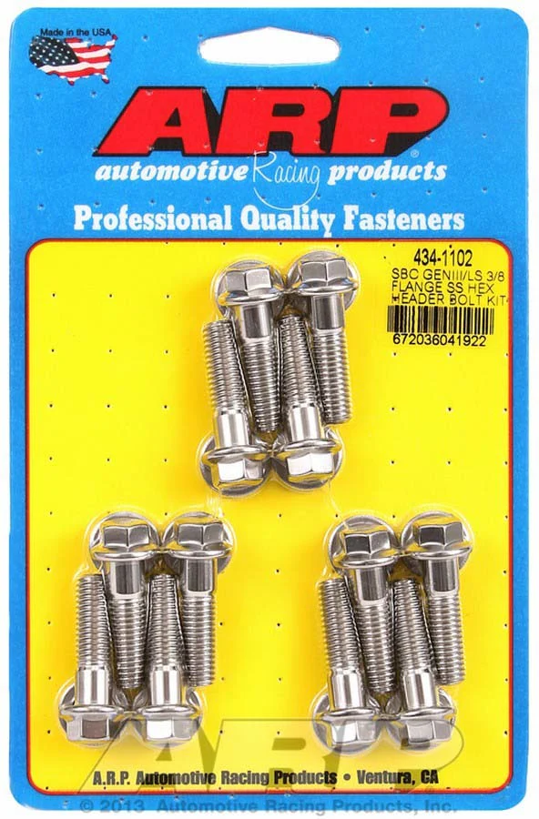 ARP 434-1102 SBC LS Header Bolt Kit Hex Stainless