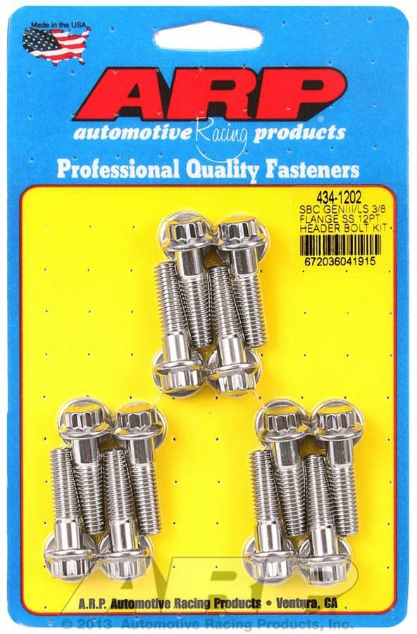 ARP 434-1202 SBC LS Header Bolt Kit 12pt Stainless