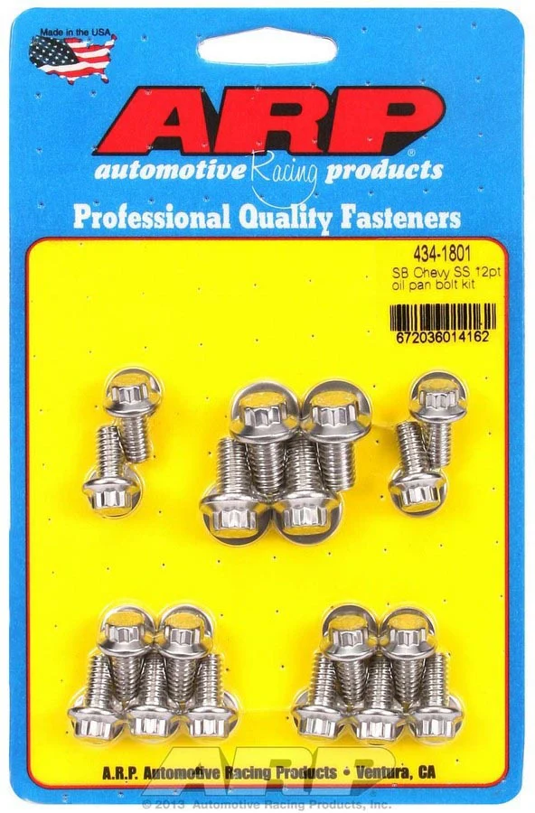 ARP 434-1801 SBC Oil Pan Bolt Kit Stainless 12 point