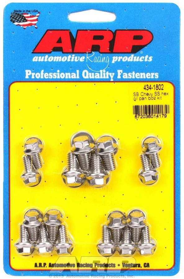 ARP 434-1802 SBC Oil Pan Bolt Kit Stainless Hex