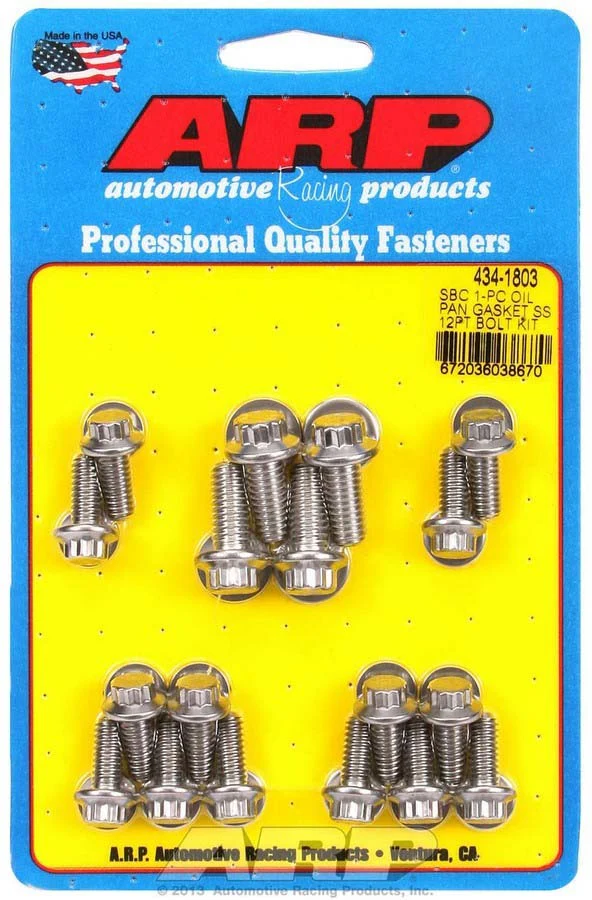 ARP 434-1803 SBC Oil Pan Bolt Kit Stainless 12 point