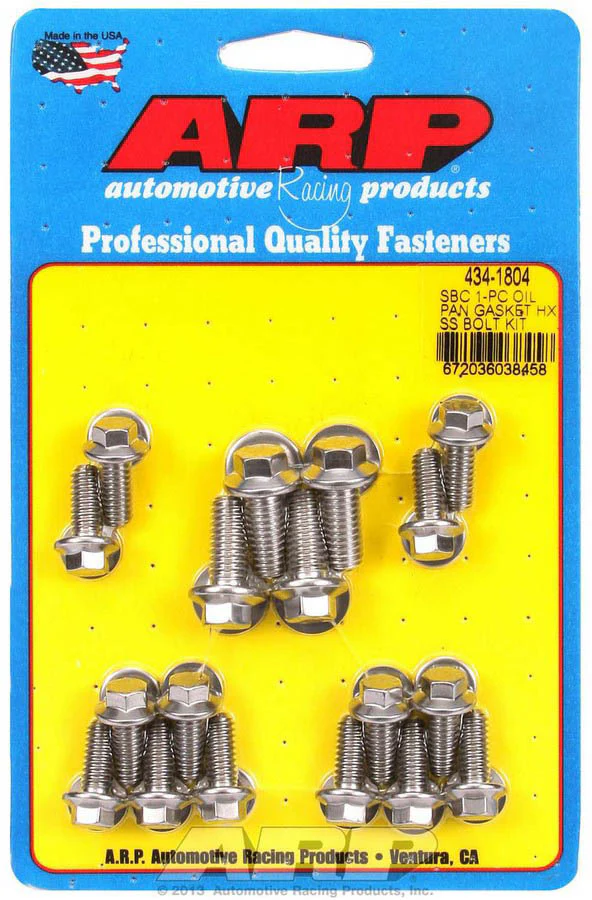 ARP 434-1804 SBC Oil Pan Bolt Kit Stainless Hex