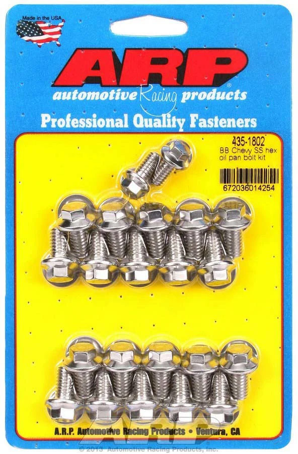 ARP 435-1802 BBC Oil Pan Bolt Kit Stainless Hex