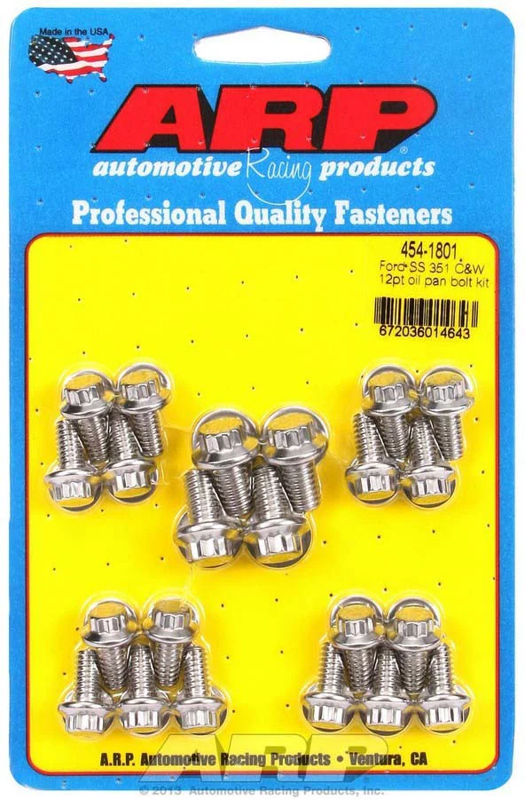 ARP 454-1801 SBF Oil Pan Bolt Kit Stainless 12 Point