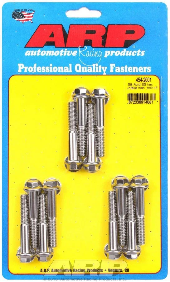 ARP 454-2001 SBF Intake Manifold Bolt Kit Stainless Hex