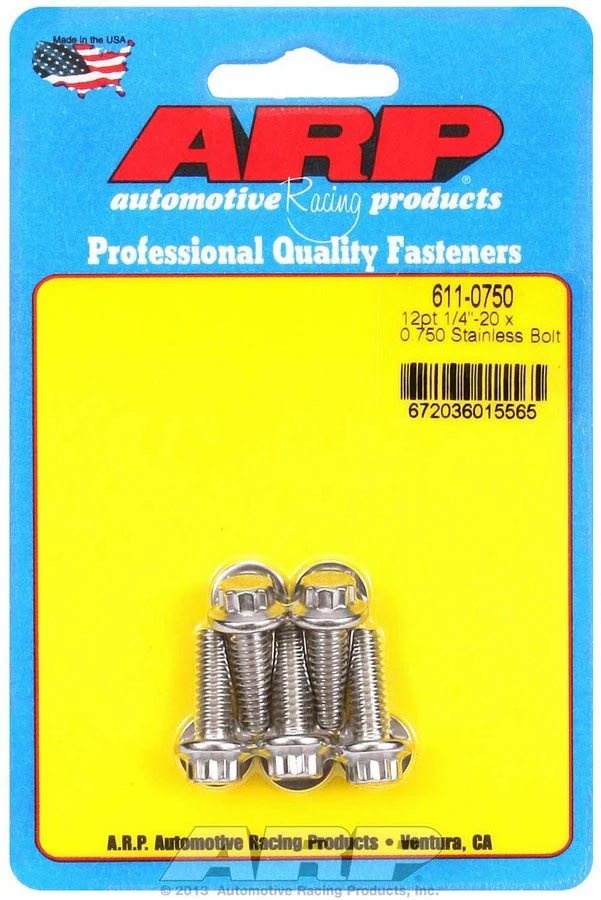 ARP 611-0750 S/S Bolt Kit - 12pt. (5) 1/4-20 x .750