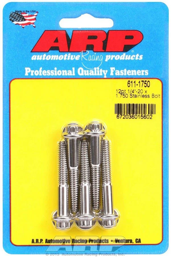 ARP 611-1750 S/S Bolt Kit - 12pt. (5) 1/4-20 x 1.750