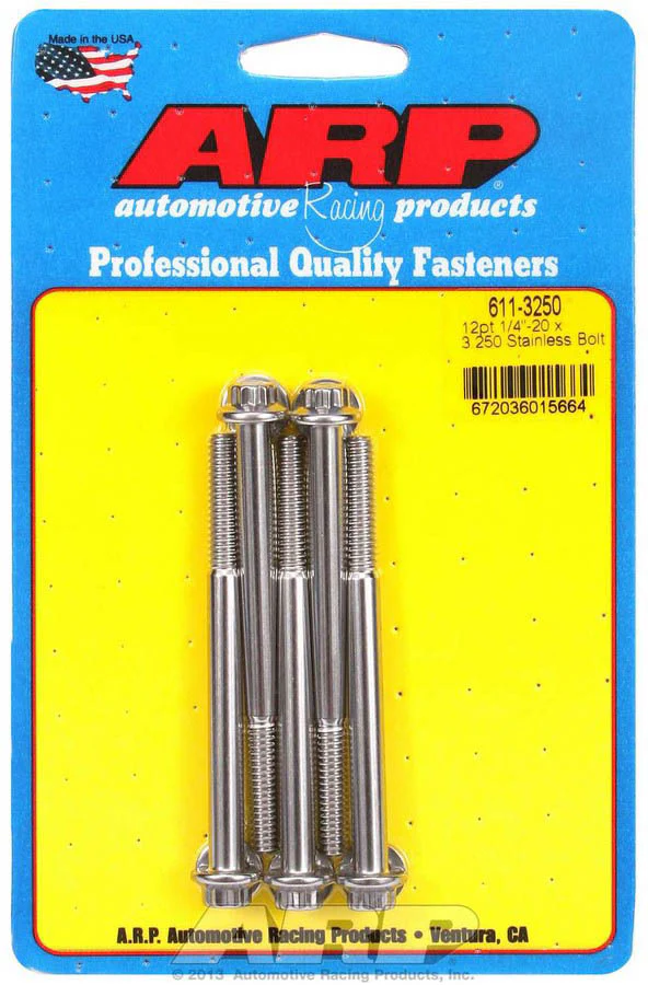 ARP 611-3250 S/S Bolt Kit - 12pt. (5) 1/4-20 x 3.250