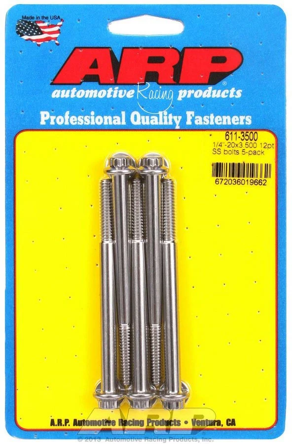 ARP 611-3500 S/S Bolt Kit - 12pt. (5) 1/4-20 x 3.500