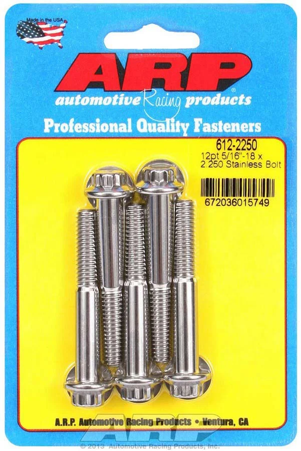 ARP 612-2250 S/S Bolt Kit - 12pt. (5) 5/16-18 x 2.250