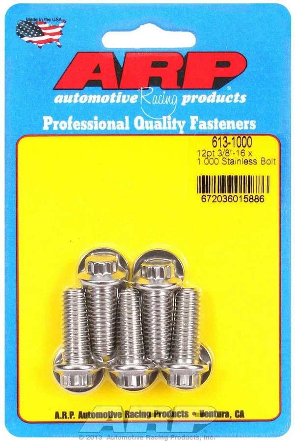 ARP 613-1000 S/S Bolt Kit - 12pt. (5) 3/8-16 x 1.000