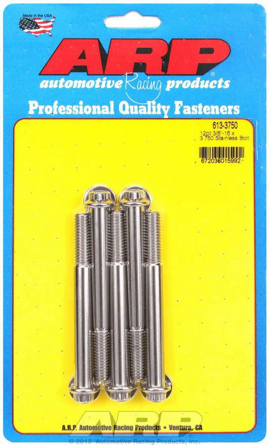 ARP 613-3750 S/S Bolt Kit - 12pt. (5) 3/8-16 x 3.750