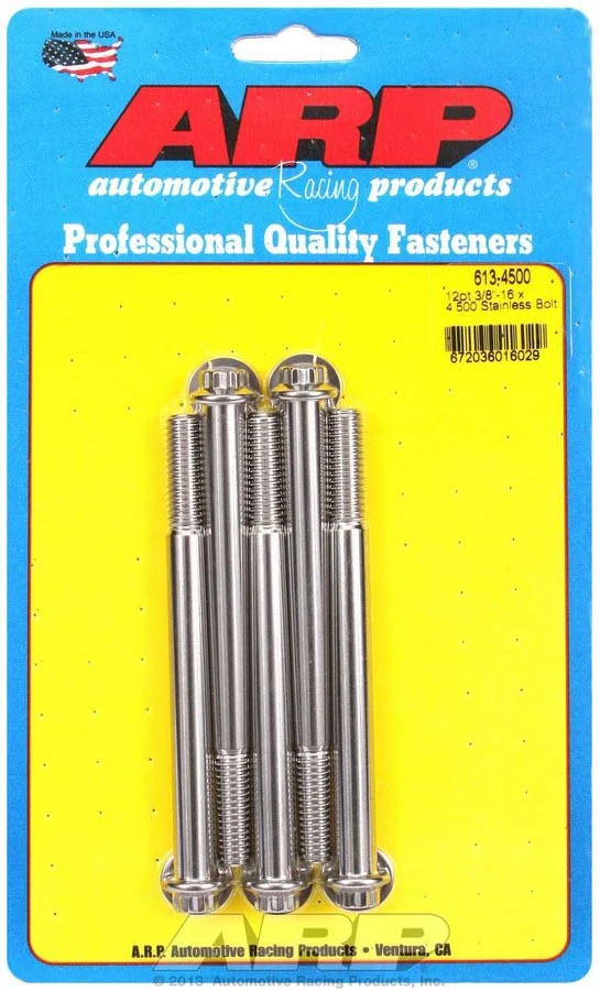 ARP 613-4500 S/S Bolt Kit - 12pt. (5) 3/8-16 x 4.500
