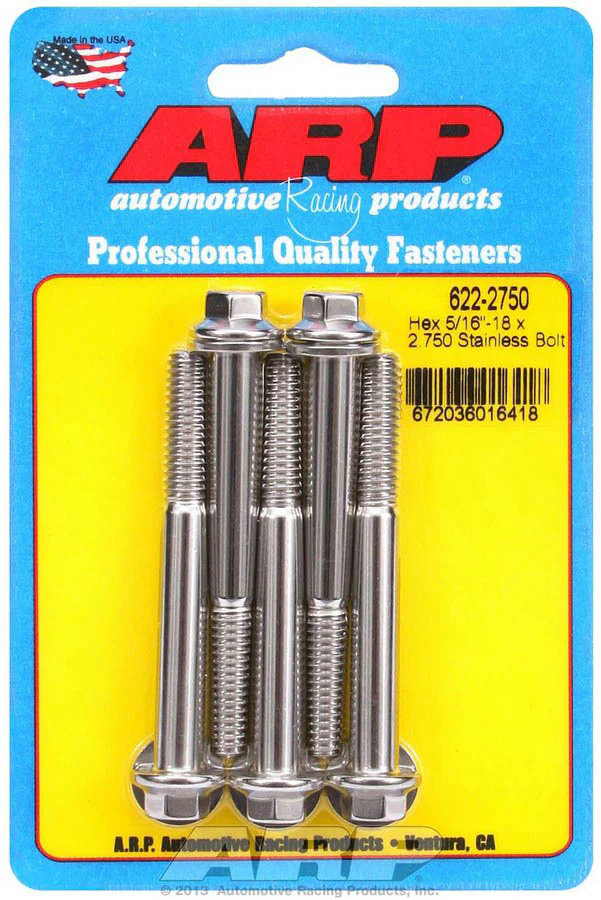 ARP 622-2750 S/S Bolt Kit - 6pt. (5) 5/16-18 x 2.750