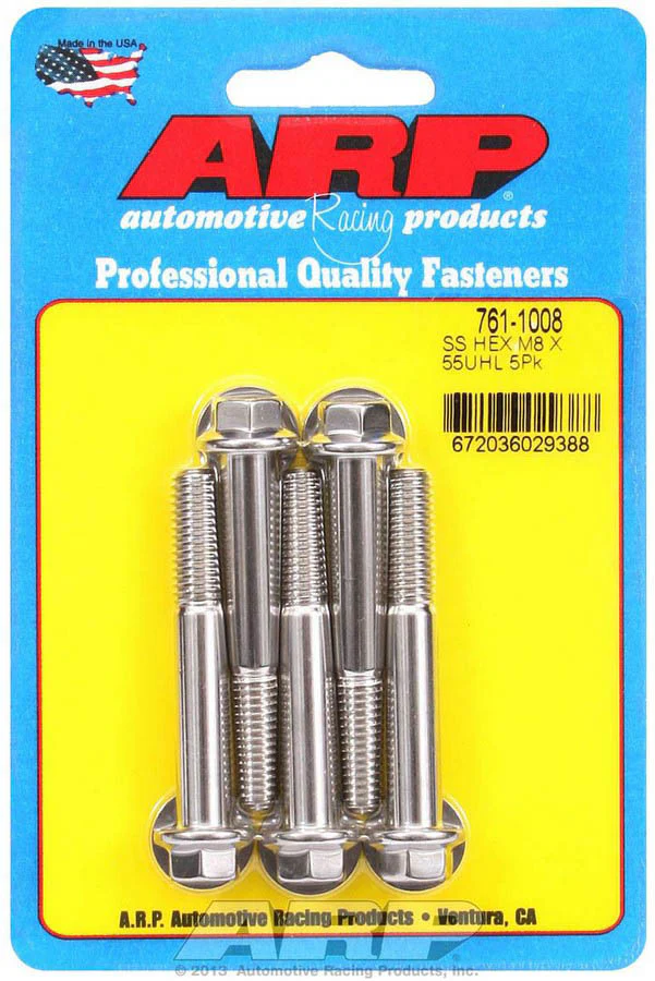 ARP 761-1008 Bolt Kit - SS 6pt 5pk 8mm x 1.25 x 55mm