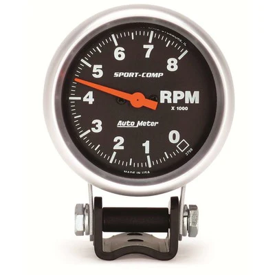 Autometer 3708 Sport-Comp 2-5/8” Pedestal 8,000 RPM Tachometer