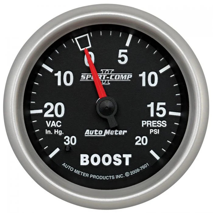 Autometer 7601 Sport-Comp II 2-5/8” Boost/Vacuum Pressure Gauge, Mechanical
