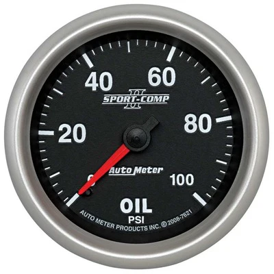 Autometer 7621 Sport-Comp II 2-5/8” Oil Pressure Gauge, Mechanical