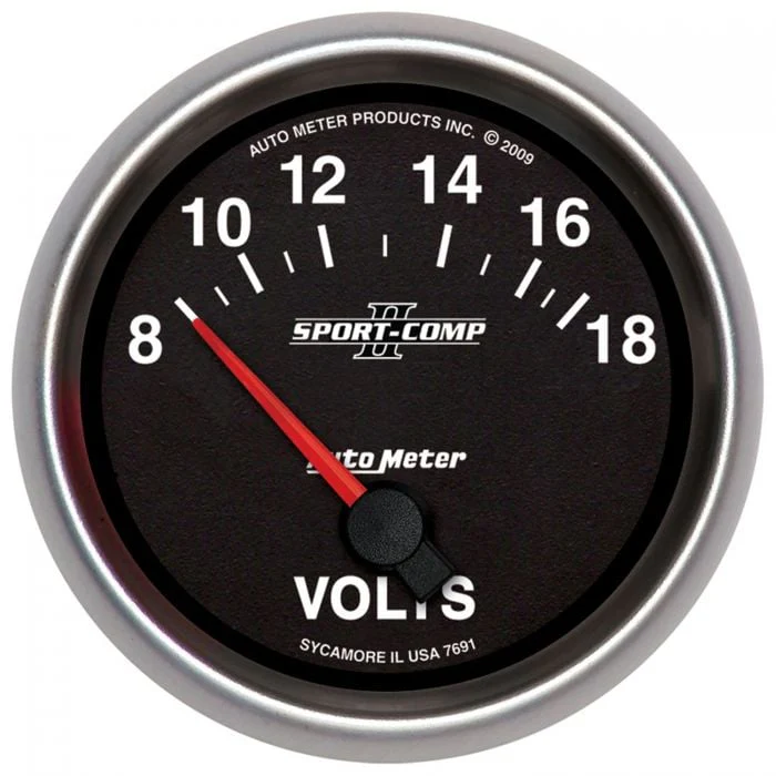 AutoMeter 7691 Sport-Comp II 2-5/8” Voltmeter Gauge, Electrical