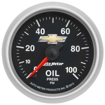 Autometer 880447 Chevy Gold Bowtie 2-1/16” Oil Pressure Gauge, Digital Stepper Motor