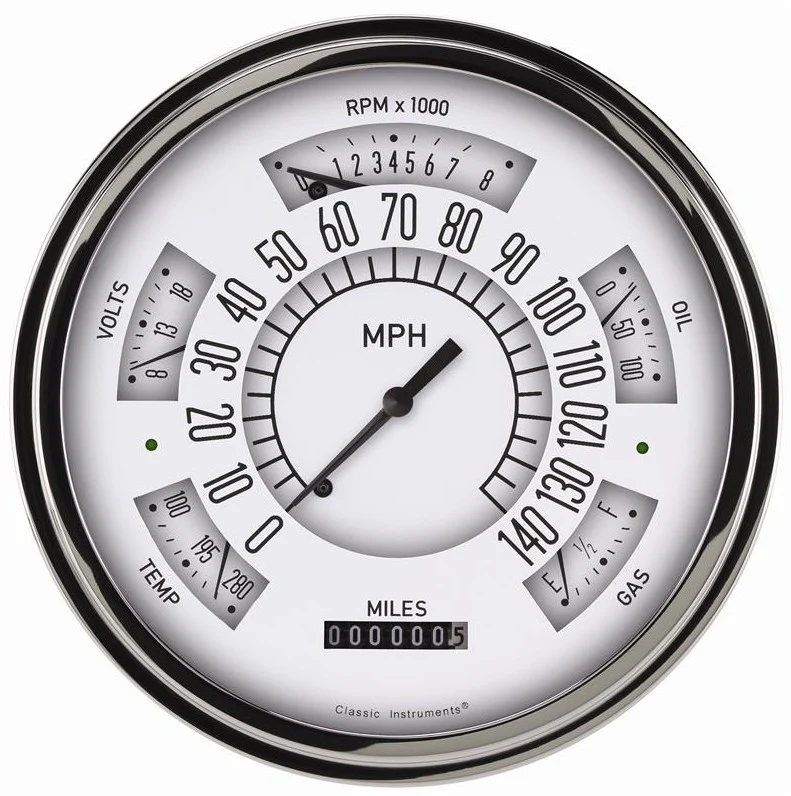 Classic Instruments FC49W 1949-1950 Ford Shoebox White Gauge Package