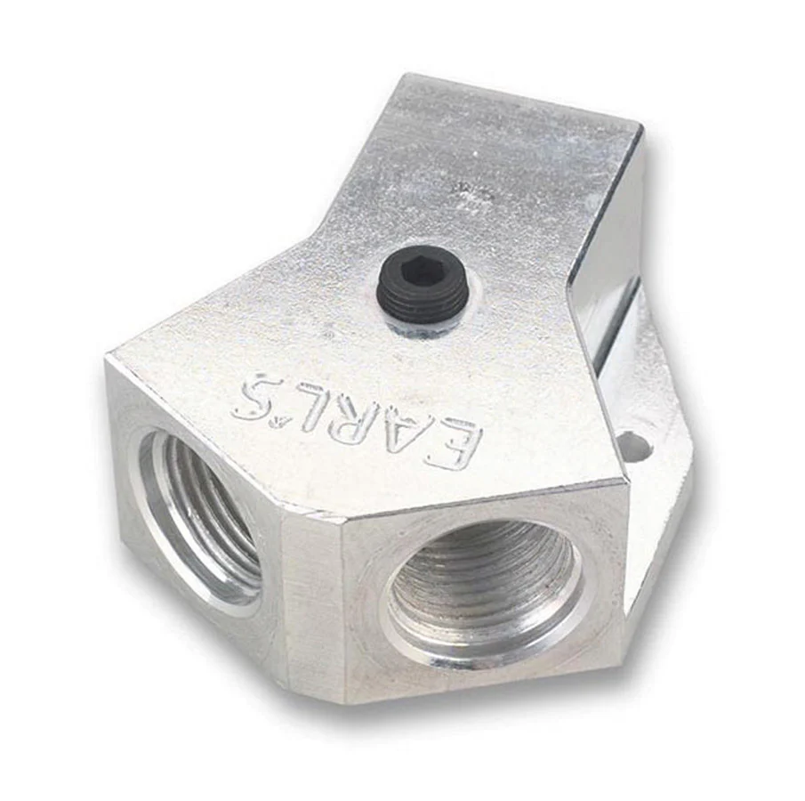 Earls 100183ERL Fuel Y-Block 1/2in NPT Inlet-Dual 3/8in NPT Out