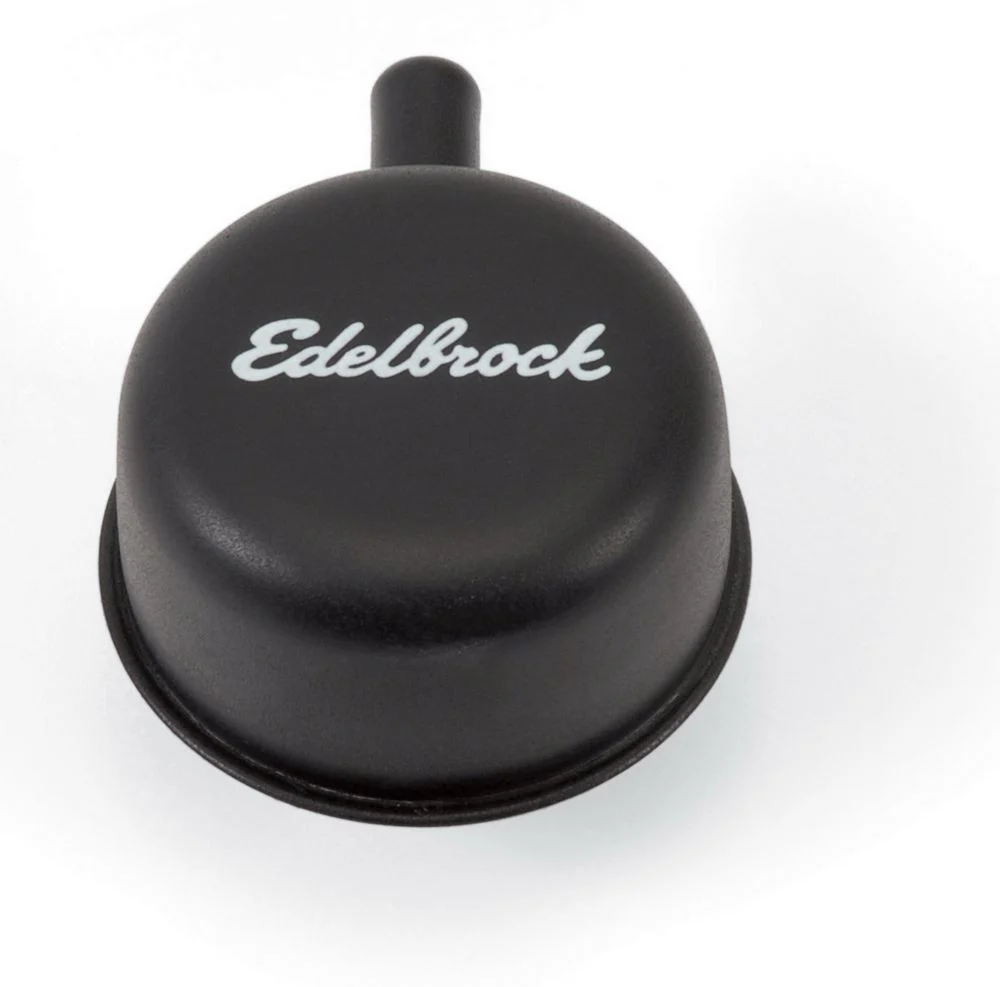Edelbrock 4413 Valve Cover Breather, Push-In, 1.250 in., Steel, Black, Each
