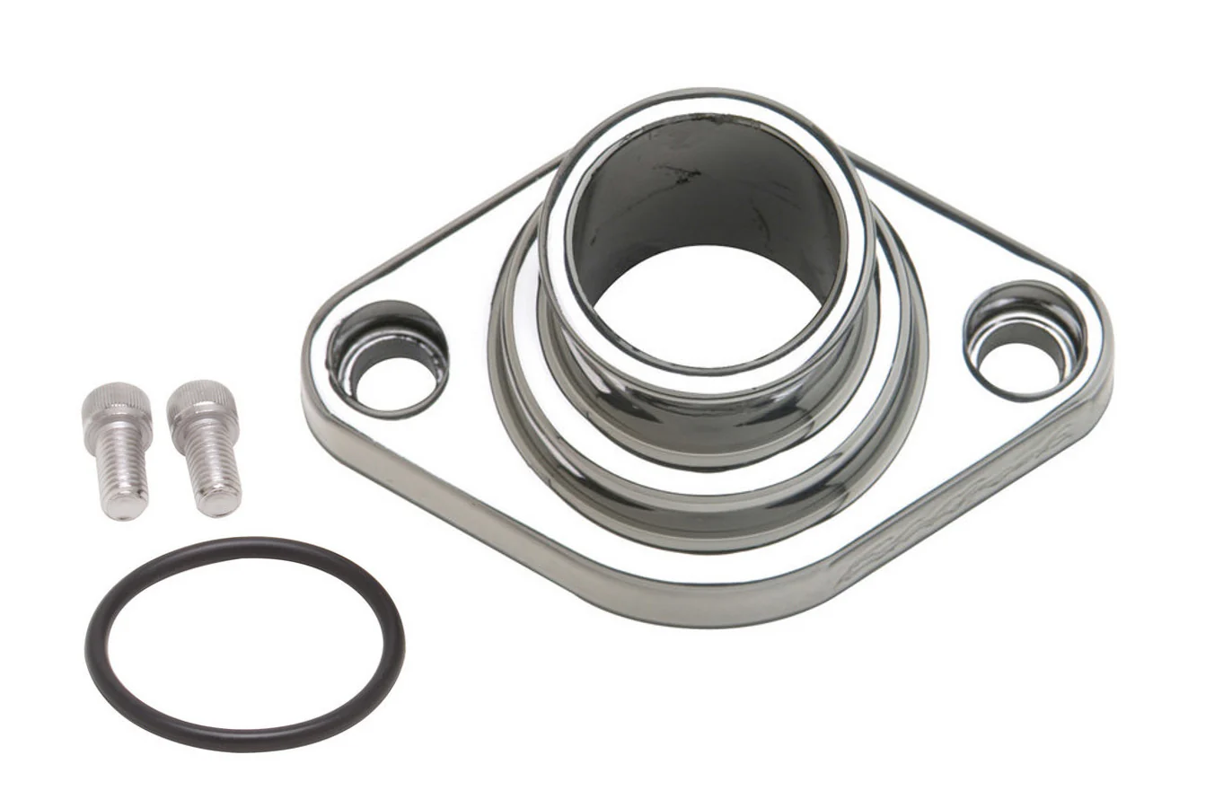 Edelbrock 4816 Water Neck, Small Block Chevy, Straight, Swivel, O-Ring, Polished Aluminum