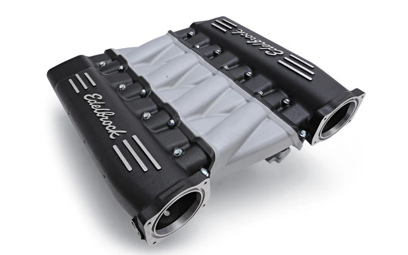 Edelbrock 71413 LS3 Cross Ram Intake Manifold - Black & Grey