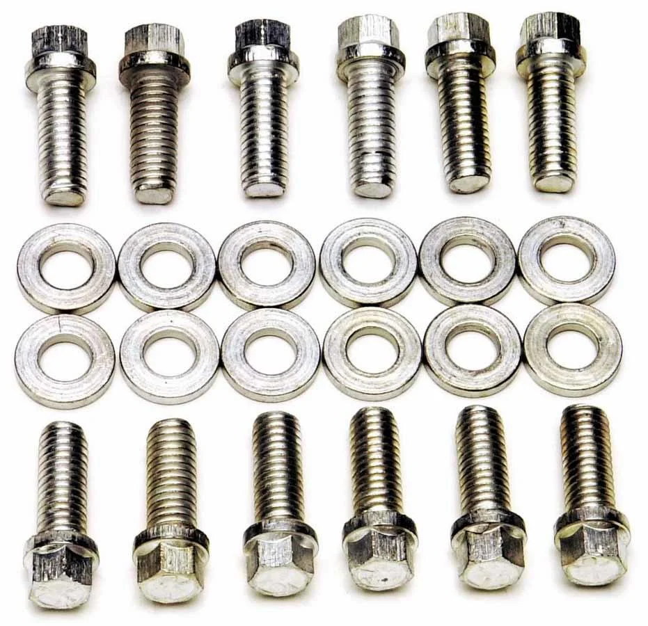 Edelbrock 8504 Intake Manifold Bolt Kit, Small Block Chevy, 3/8 in.-16 x 1.000 in, Hex Head, Cadmium Plated