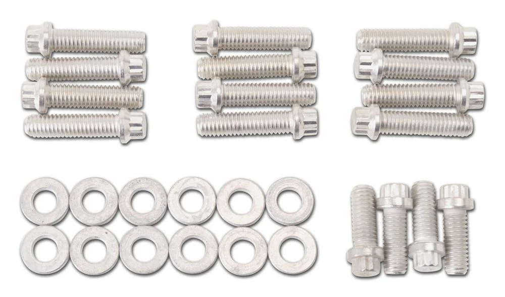 Edelbrock 8509 Intake Manifold Bolt Kit, 348/409 Chevy, 3/8 in.-16 x 1.500 in, 12pt. Head, Cadmium Plated