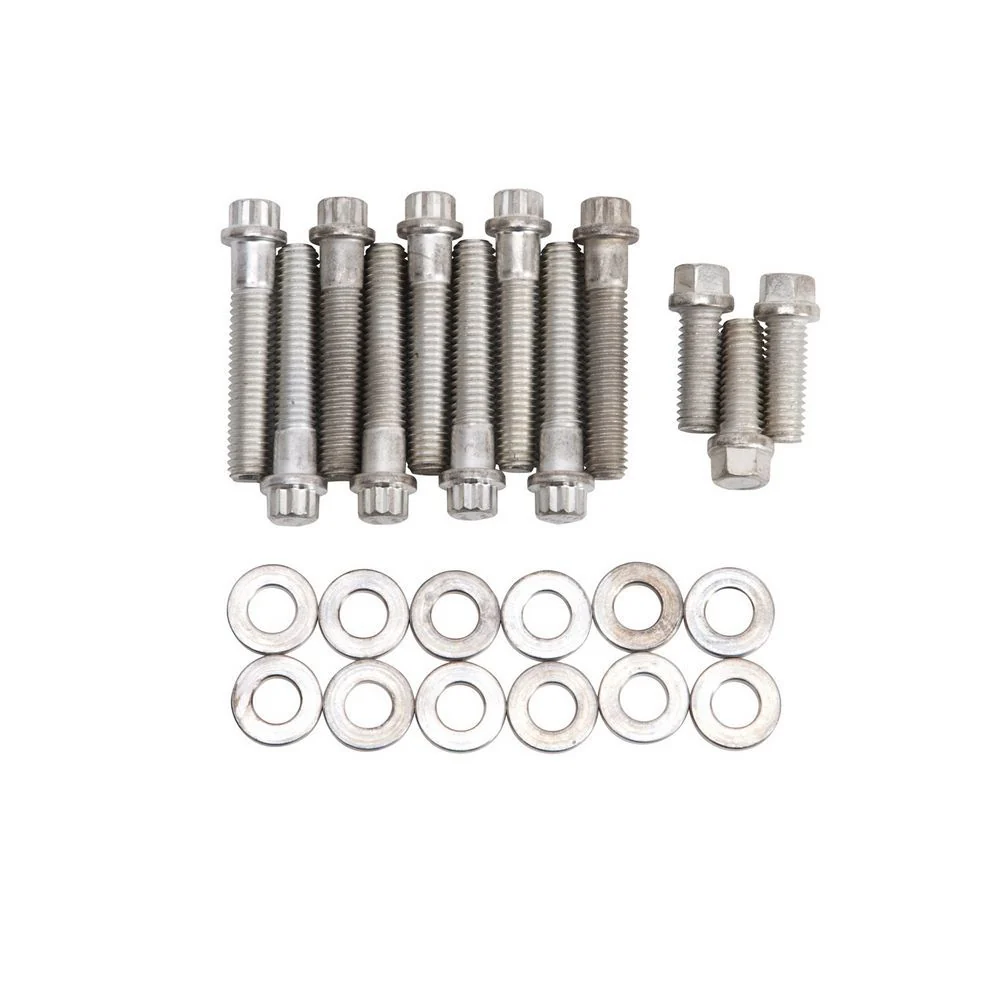 Edelbrock 8514 Intake Manifold Bolt Kit, Oldsmobile, 330, 350, 403, 3/8 in.-16 x 2.000 in, 12pt. Head, Cadmium Plated