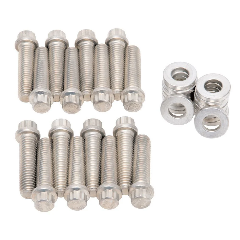 Edelbrock 8564 Intake Manifold Bolt Kit, Big Block Chevy, 3/8 in.-16 x 1.500 in, 12pt. Head, Cadmium Plated