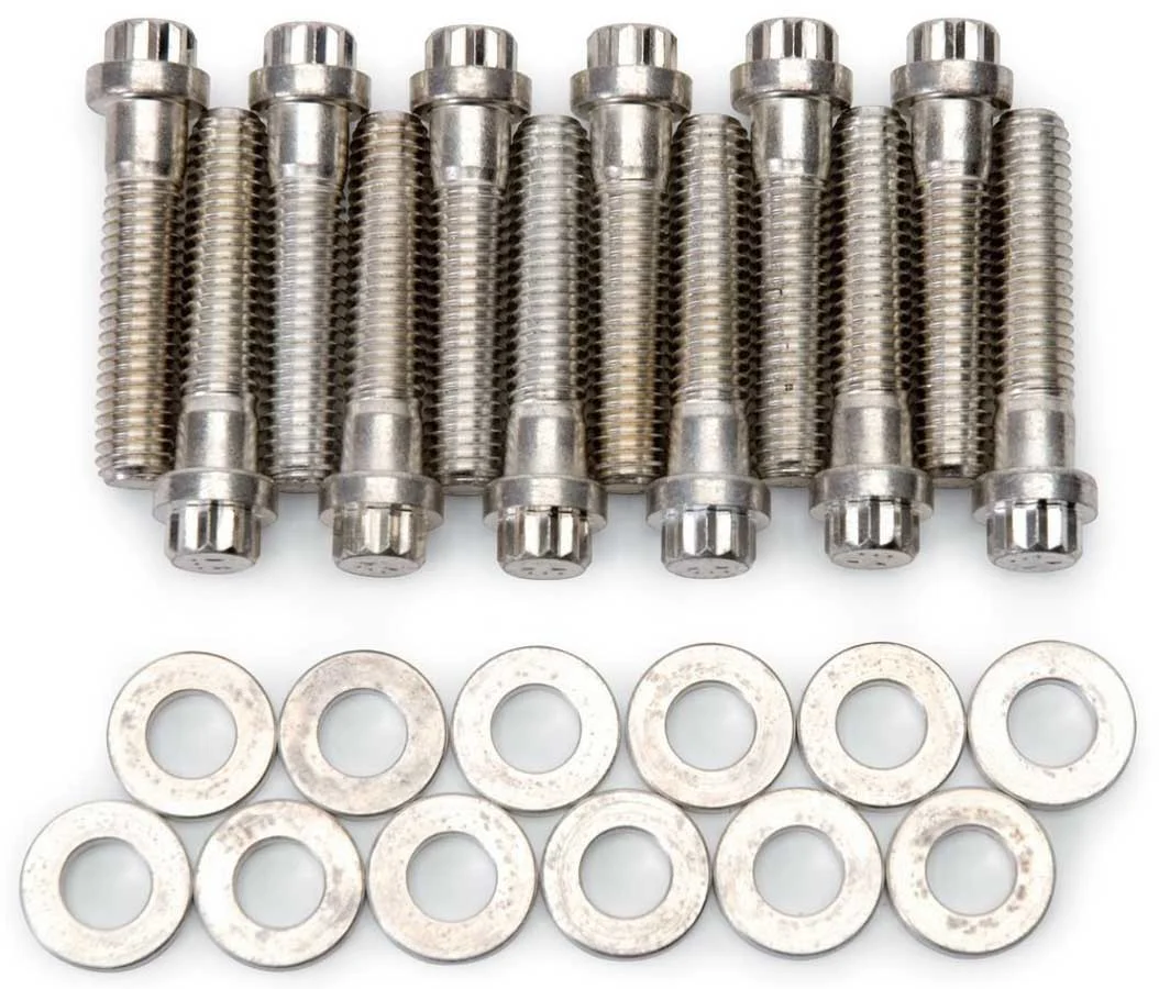 Edelbrock 8579 Intake Manifold Bolt Kit, Small Block Mopar, 3/8 in.-16 x 1.750 in, 12pt. Head, Cadmium Plated