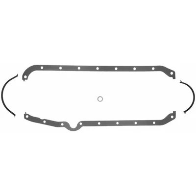 Fel-Pro 1802 Oil Pan Gasket, 0.094 in Thick, Multi-Piece, Rubber Coated Fiber, Driver Side Dipstick, Small Block Chevy, Kit