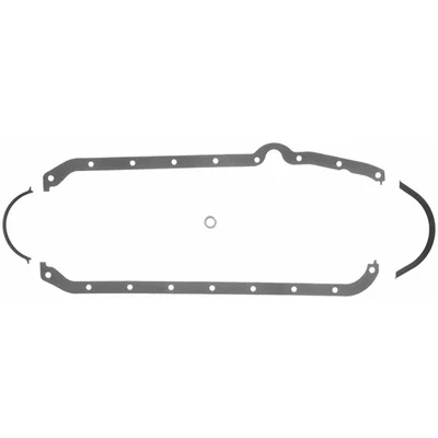 Fel-Pro 1803 Oil Pan Gasket, 0.094 in Thick, Multi-Piece, Rubber Coated Fiber, Driver Side Dipstick, Small Block Chevy, Kit