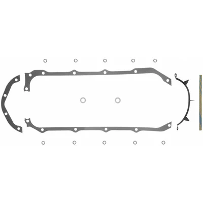 Fel-Pro 1814 Oil Pan Gasket, 0.094 in Thick, Multi-Piece, Rubber Coated Fiber, Pontiac V8, 3 Hole Flange, Kit