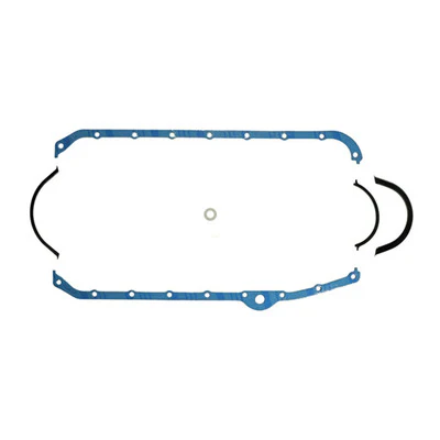 Fel-Pro 1821 Oil Pan Gasket, 0.094 in Thick, Trimmed, Multi-Piece, Driver Side Dipstick, Aftermarket Block, SBC, Kit
