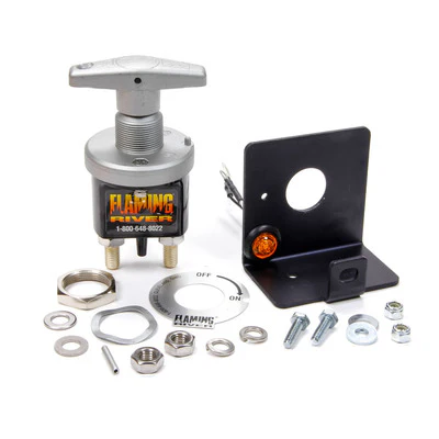 Flaming River FR100SLED Battery Disconnect, Big Switch, Rotary Switch, Panel Mount, 250 amp, LED Indicator / Lock Out Bracket, 12-24V, Kit