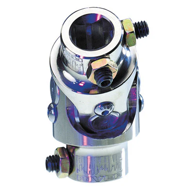 Flaming River FR1743DD Steering Universal Joint, Single Joint, 1 in Double D to 9/16 in 26 Spline, Steel, Nickel Plated, Universal, Each