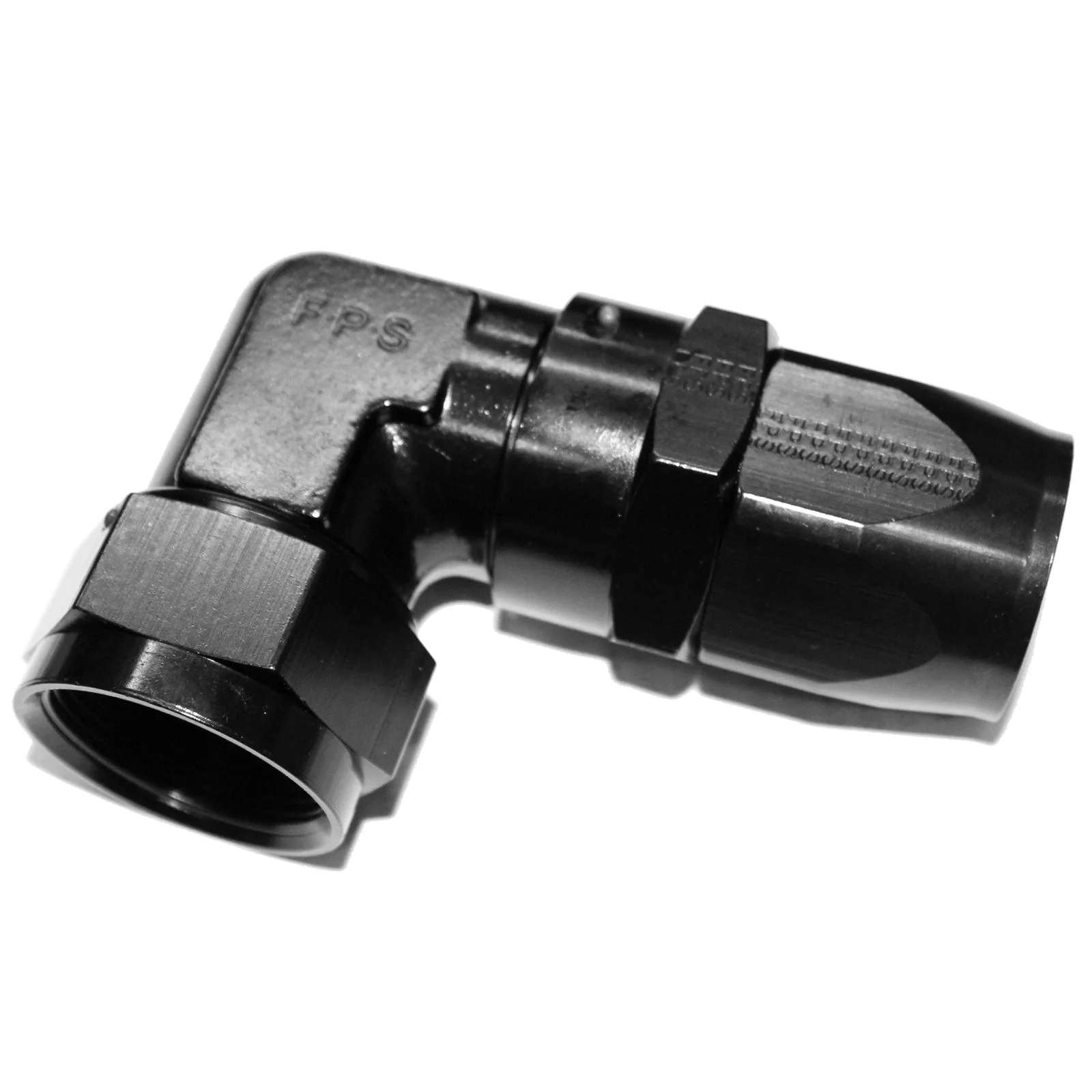 Fragola 109120-BL Fitting, Hose End, 3000 Series, Low Profile, 90 Degree, 20 AN Hose to 20 AN Female, Swivel, Aluminum, Black Anodized, Each