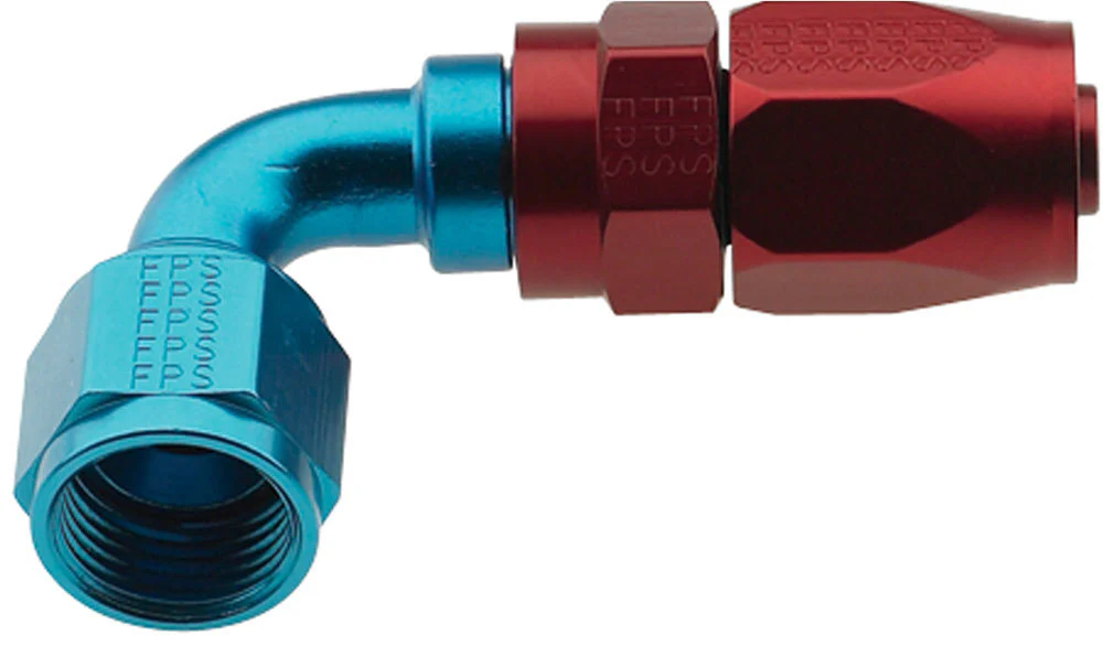 Fragola 229006 -6 Red/Blue Pro-Flow Race Hose End 90-Degree